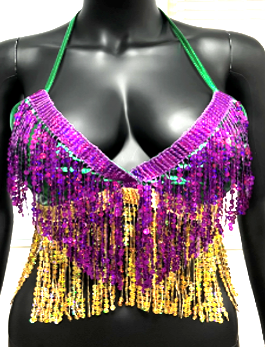 NEW!! PGG SEQUIN HALTER TOP W FRINGE