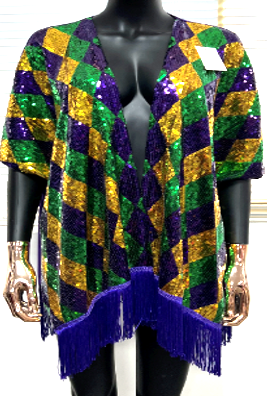 NEW!!! PGG Harlequin Sequin Wrap w Fringe