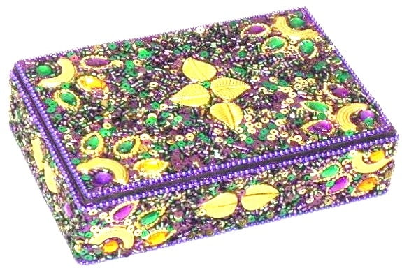 NEW!! Purple Palm Leaves Jeweled Box 6" x 4" x 2.4"