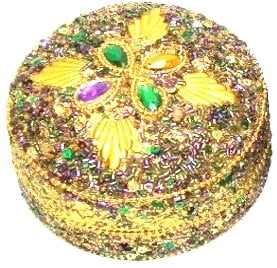 NEW!! Round Gold Leaves Box, 4"