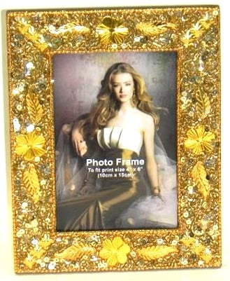 NEW!! All Gold Leaves Frame 4" x 6"