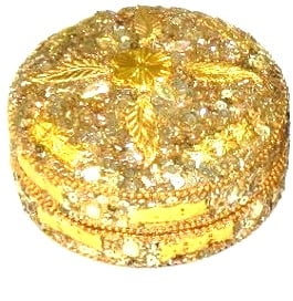 NEW!! ALL Gold Leaves Round Box 4"