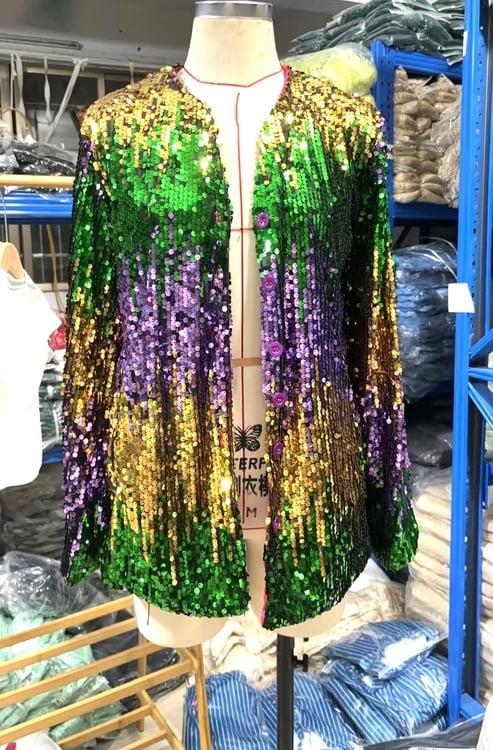 NEW!! Open Sequin Jacket w Pockets 4 sizes