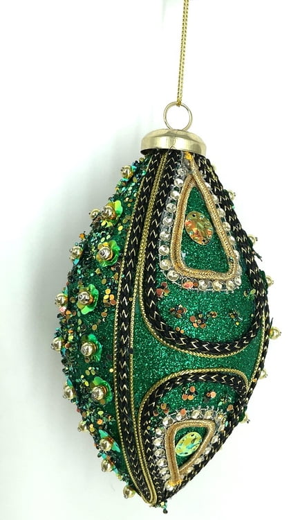 NEW!! Green Oval Sparkle Ornament 4" x 4.75"