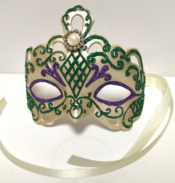 NEW!! Mask Ornament w Purple Tones 6.25" x 4.25"