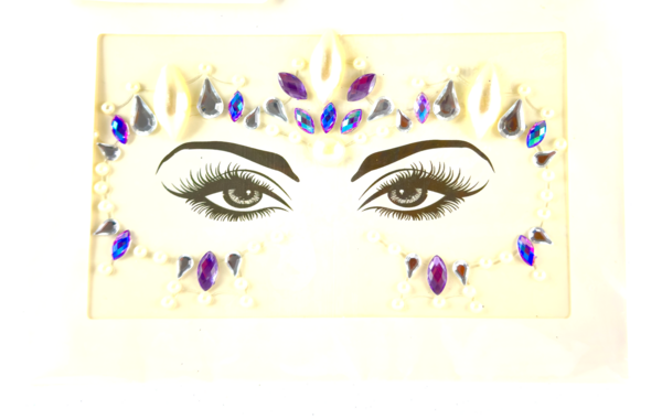 NEW!! Purple and White Jeweled Face Art