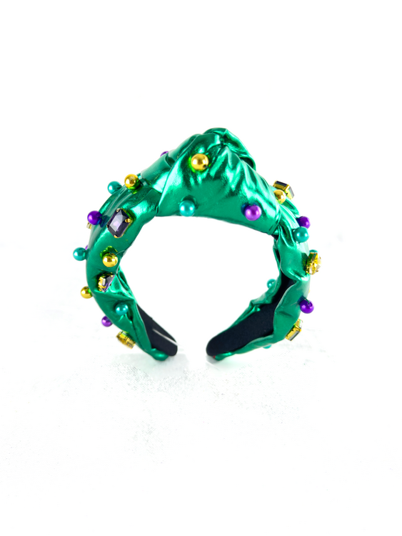 NEW!! Green Lamee Headband w PGG Beads