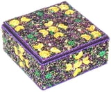 NEW!! Purple Leaves Jeweled Box 5" Sq
