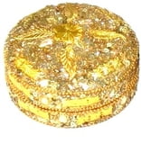 NEW!! ALL Gold Leaves Round Box 4"