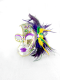 NEW!! Half Mask w Feathers and Glitter 9" X 10"