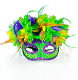 NEW!! Green Mask w Flowers, 7" x 6"